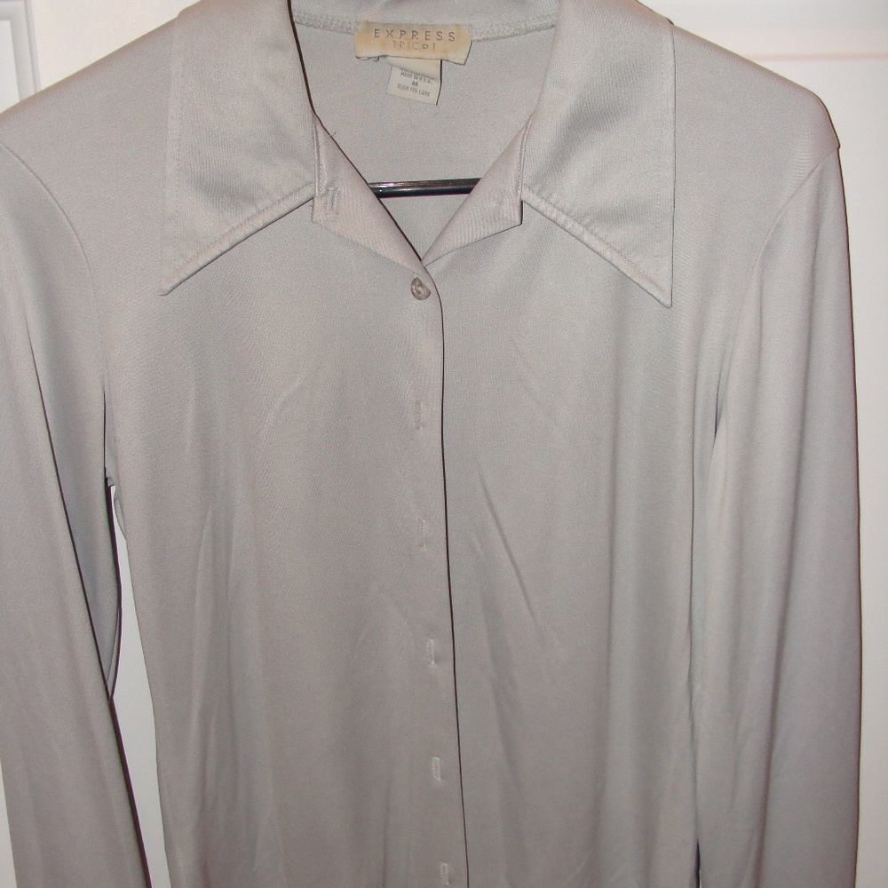 Express Size Medium Gray/Silver Blouse - image 1